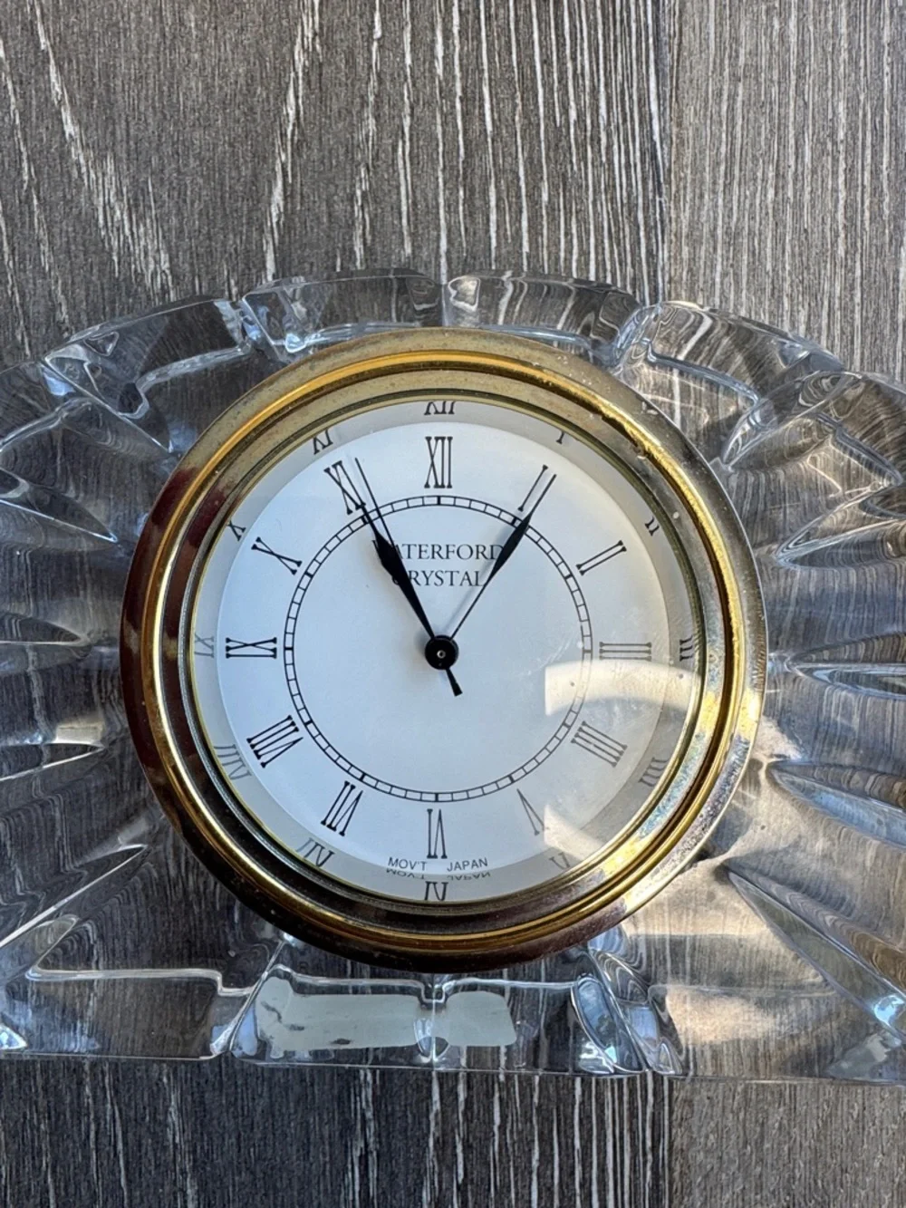 Waterford Crystal Clear and Gold Crystal Mantel Clock